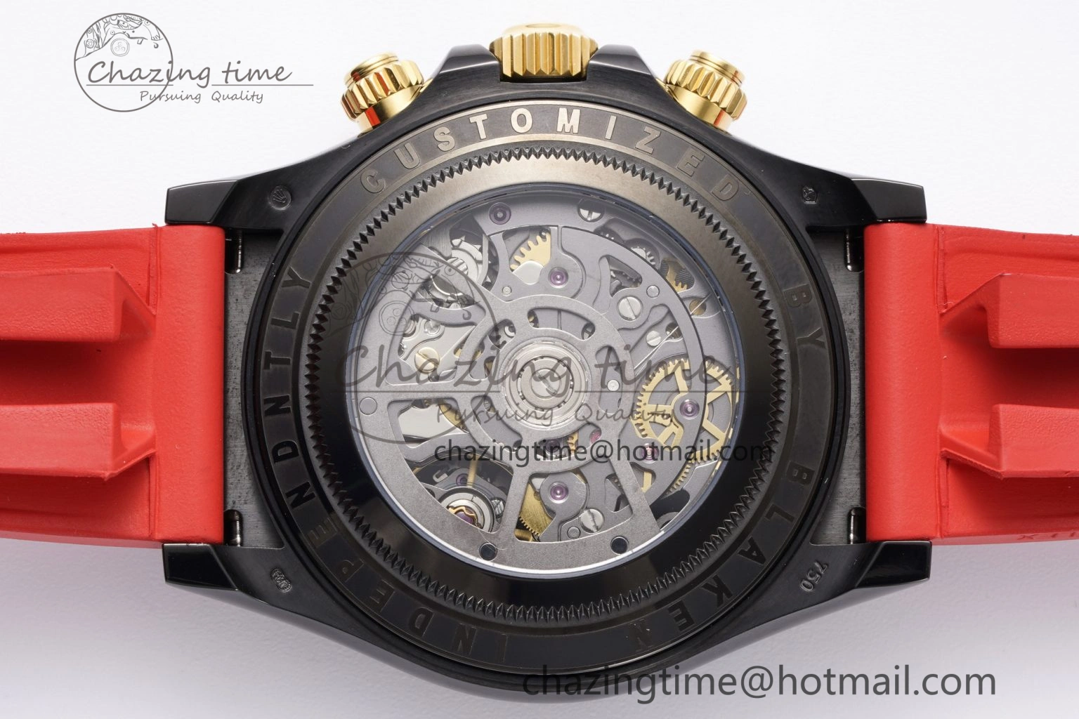 Modern Daytona PVD Carbon Bezel GETF Best Edition Skeleton Red Dial on Red Rubber Strap SA 1944