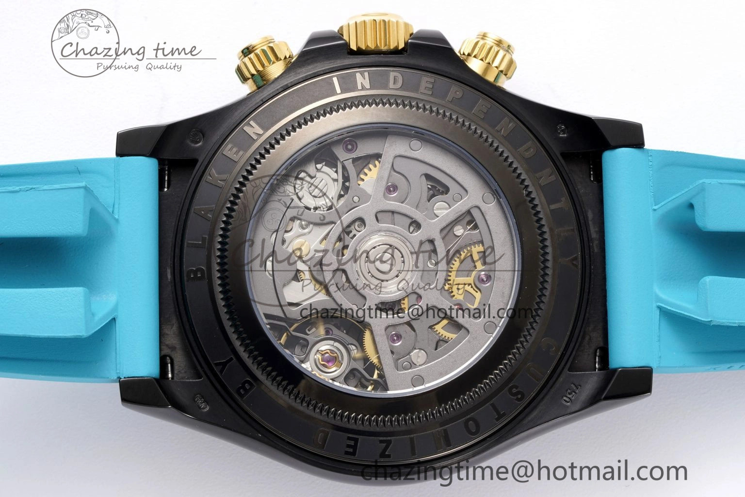 Daytona PVD Ceramic Bezel GETF Best Edition Skeleton Cyan Dial on Cyan Rubber Strap SA Neat 1939