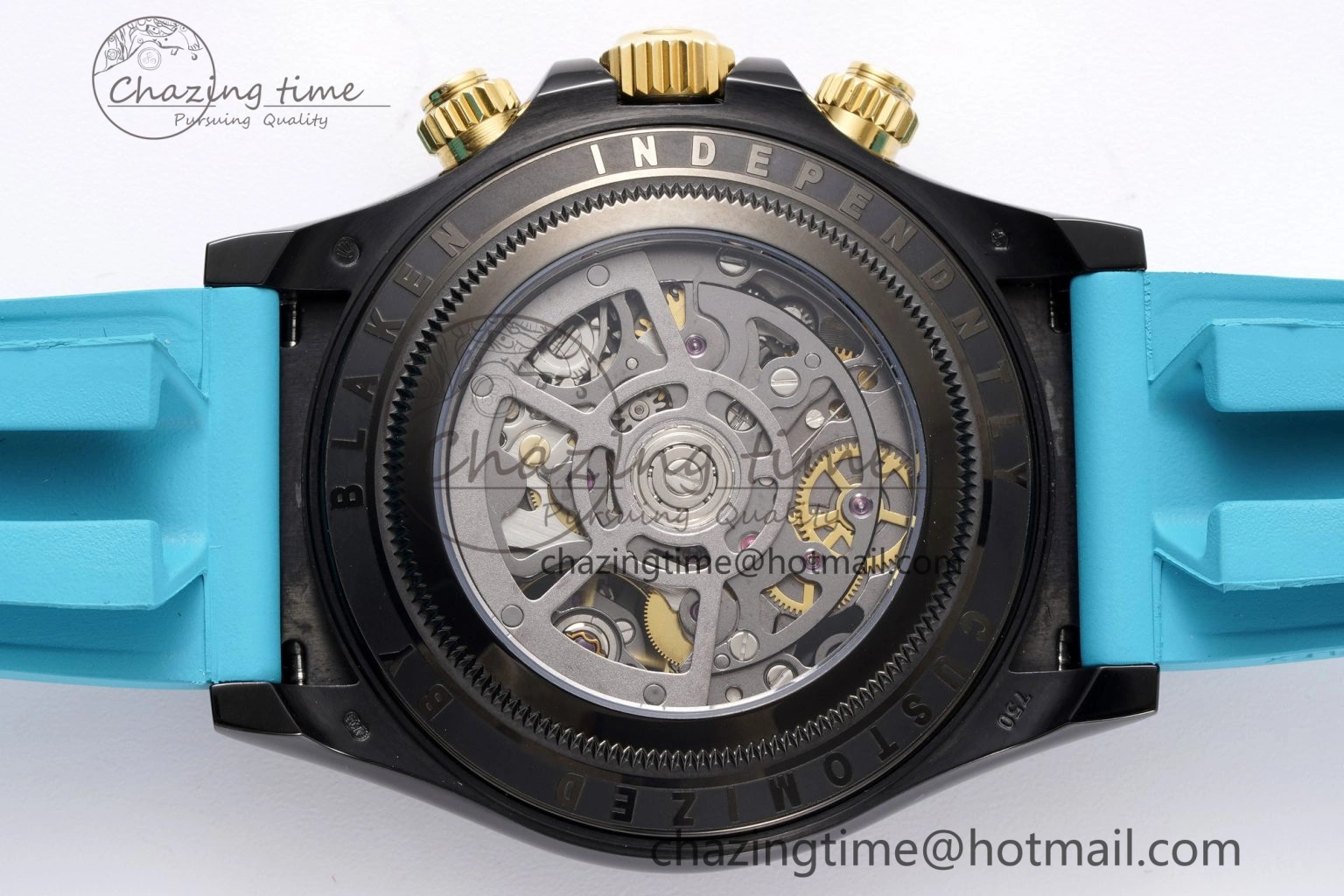 Daytona PVD Ceramic Bezel GETF Best Edition Skeleton Cyan Dial on Cyan Rubber Strap SA Neat 1939