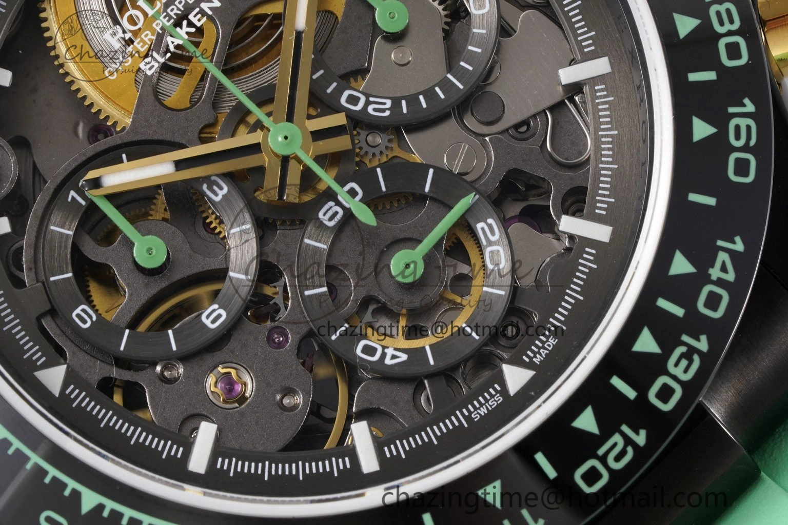SoftTouch Daytona PVD Ceramic Bezel GETF Best Edition Skeleton Green Dial on Avocado Green Rubber Strap SA 1941
