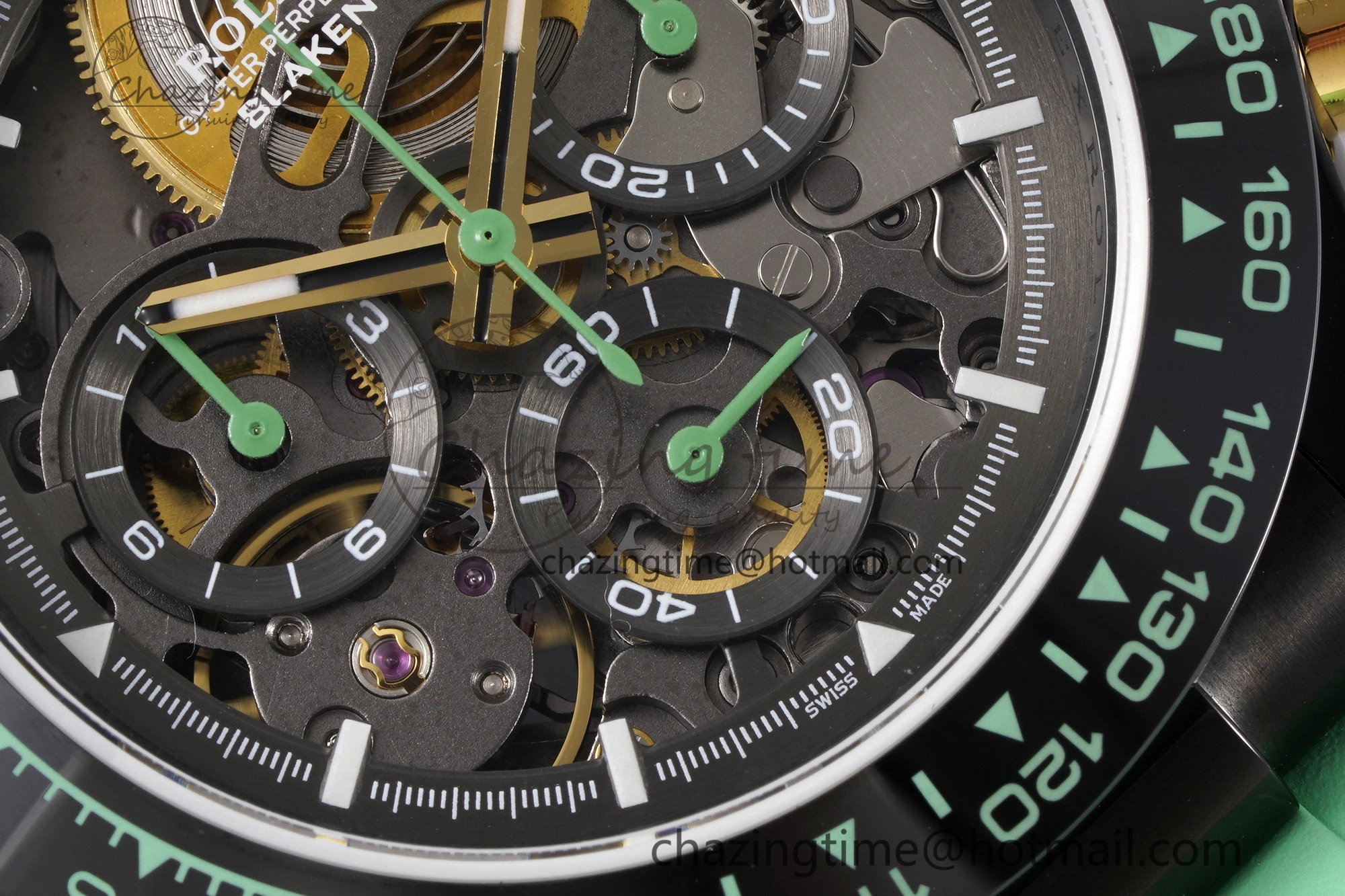 SoftTouch Daytona PVD Ceramic Bezel GETF Best Edition Skeleton Green Dial on Avocado Green Rubber Strap SA 1941