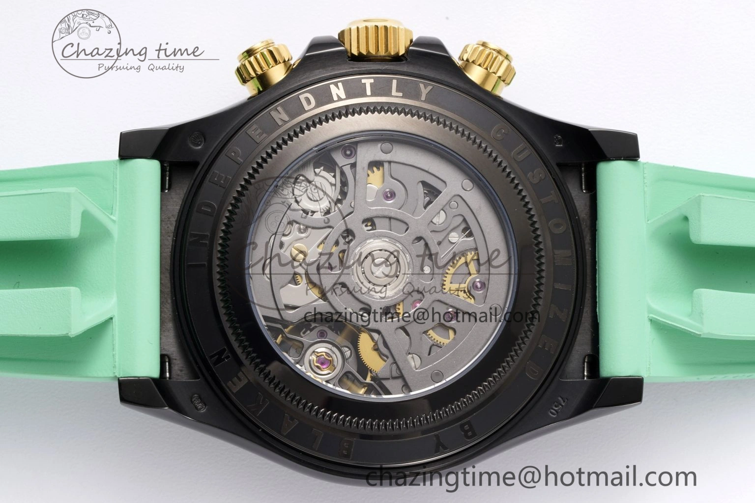 SoftTouch Daytona PVD Ceramic Bezel GETF Best Edition Skeleton Green Dial on Avocado Green Rubber Strap SA 1941