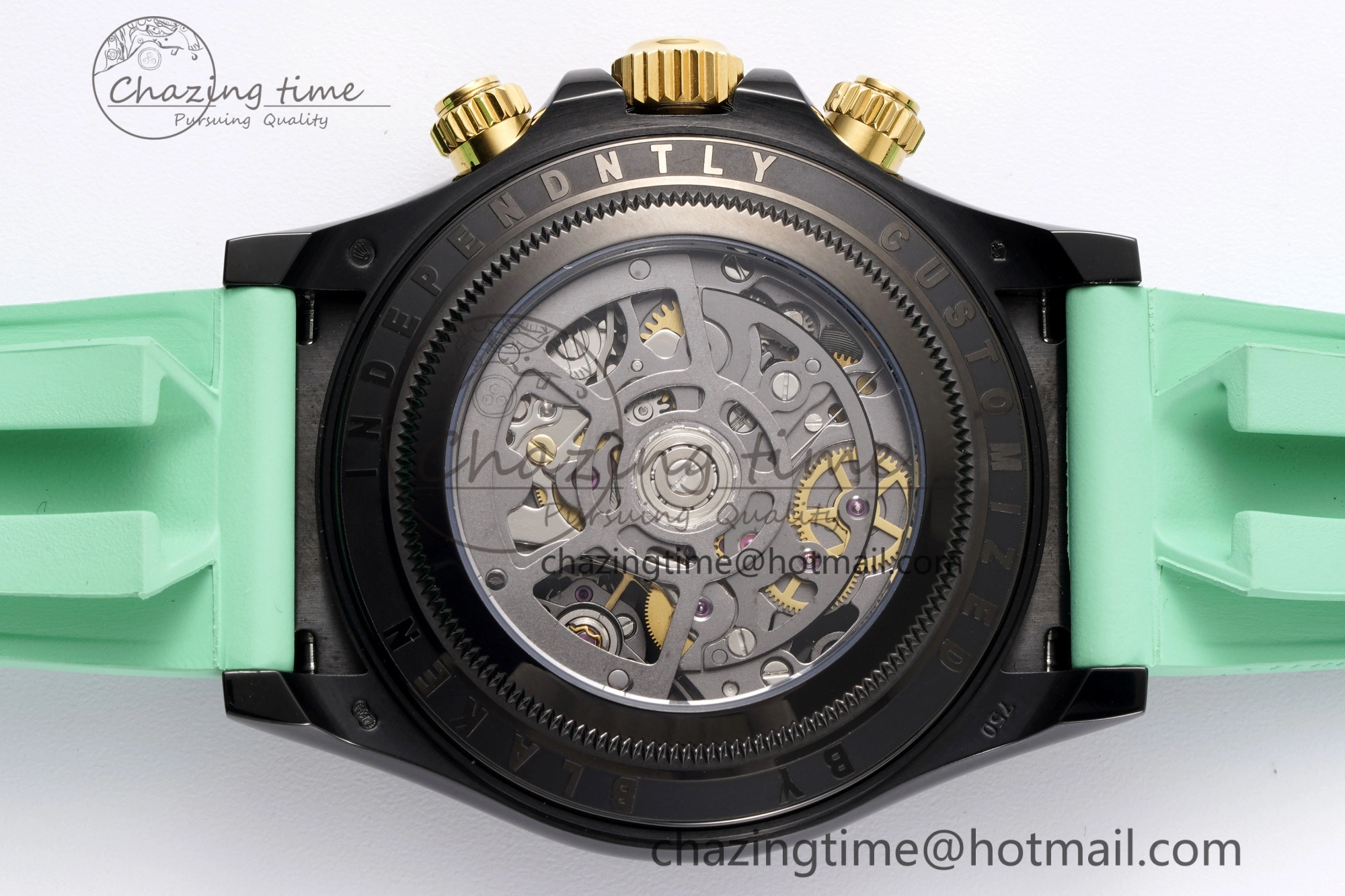 SoftTouch Daytona PVD Ceramic Bezel GETF Best Edition Skeleton Green Dial on Avocado Green Rubber Strap SA 1941