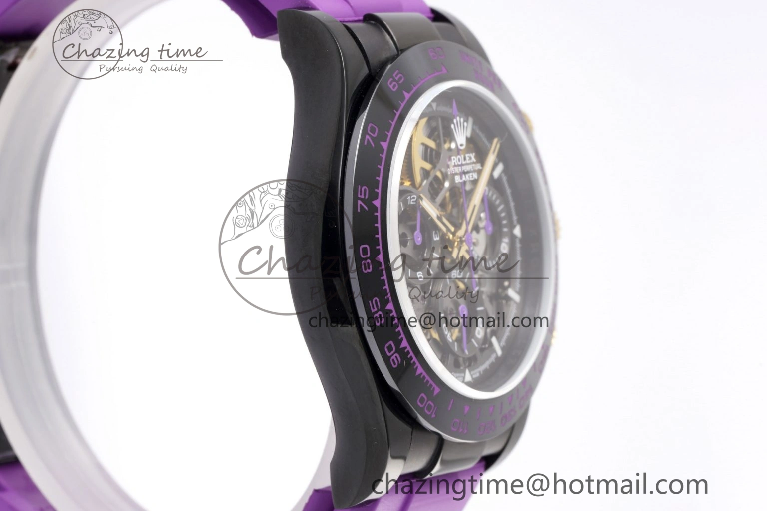 Daytona PVD Ceramic Bezel GETF Best Edition Skeleton Purple Dial on Purple Rubber Strap SA Efficient 1935