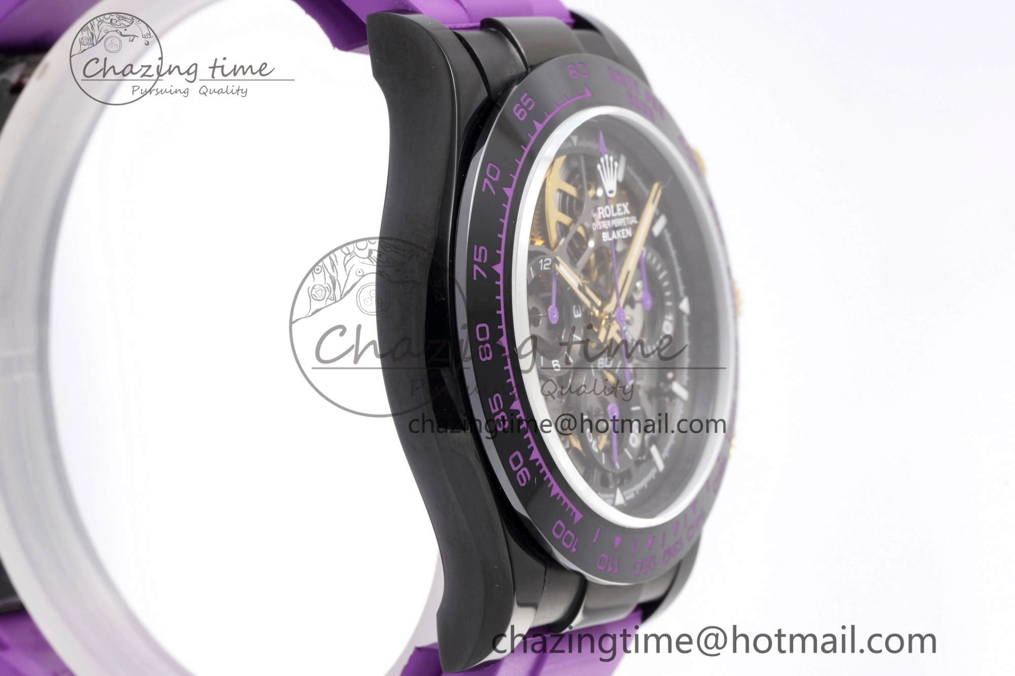 Daytona PVD Ceramic Bezel GETF Best Edition Skeleton Purple Dial on Purple Rubber Strap SA Efficient 1935