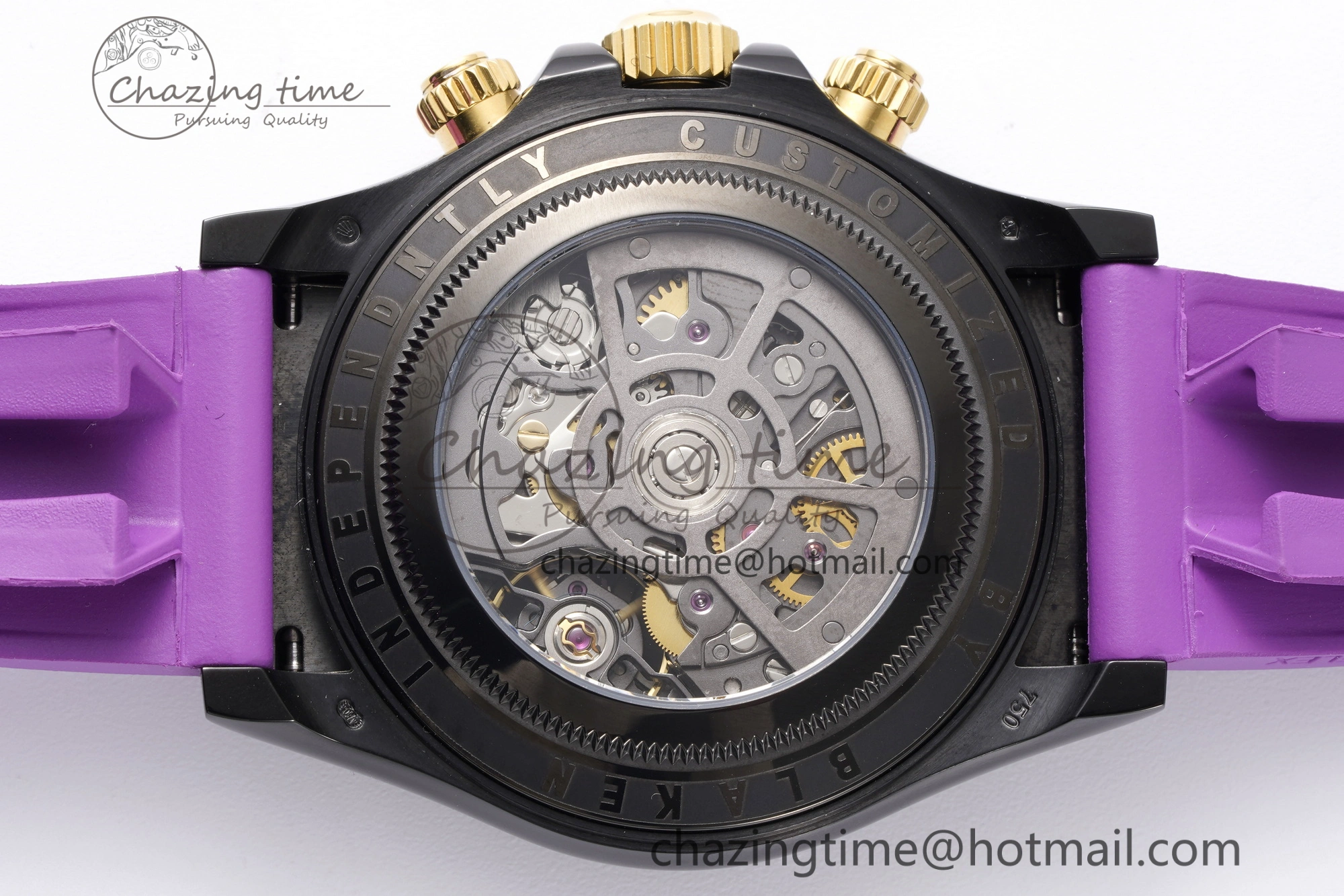 Daytona PVD Ceramic Bezel GETF Best Edition Skeleton Purple Dial on Purple Rubber Strap SA Efficient 1935