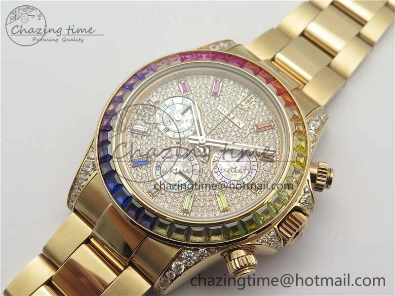 Soft Daytona RG JHF Best Edition RG Diamonds Dial Rainbow Bezel on RG Bracelet A 3201