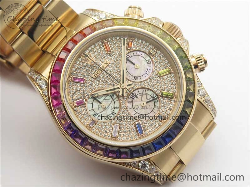 Soft Daytona RG JHF Best Edition RG Diamonds Dial Rainbow Bezel on RG Bracelet A 3201