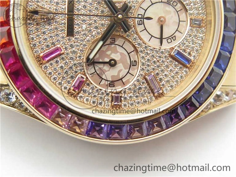 Soft Daytona RG JHF Best Edition RG Diamonds Dial Rainbow Bezel on RG Bracelet A 3201