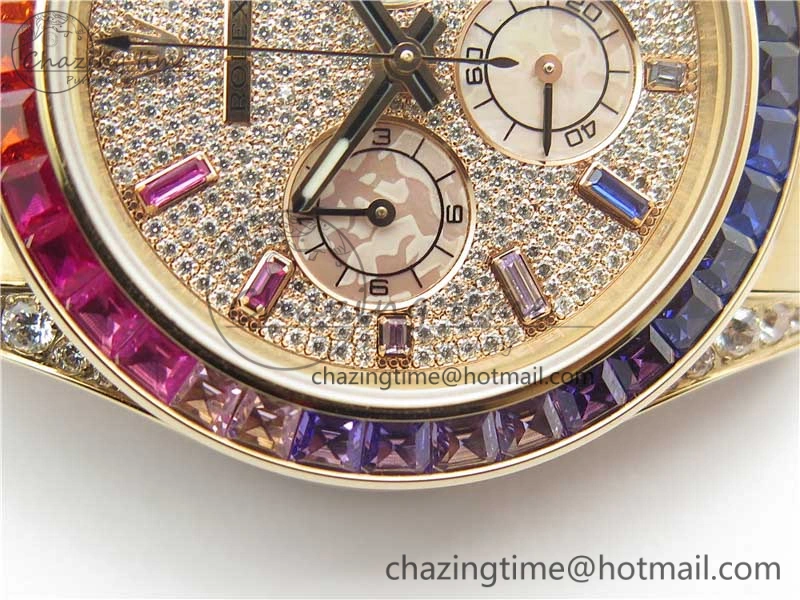 Soft Daytona RG JHF Best Edition RG Diamonds Dial Rainbow Bezel on RG Bracelet A 3201