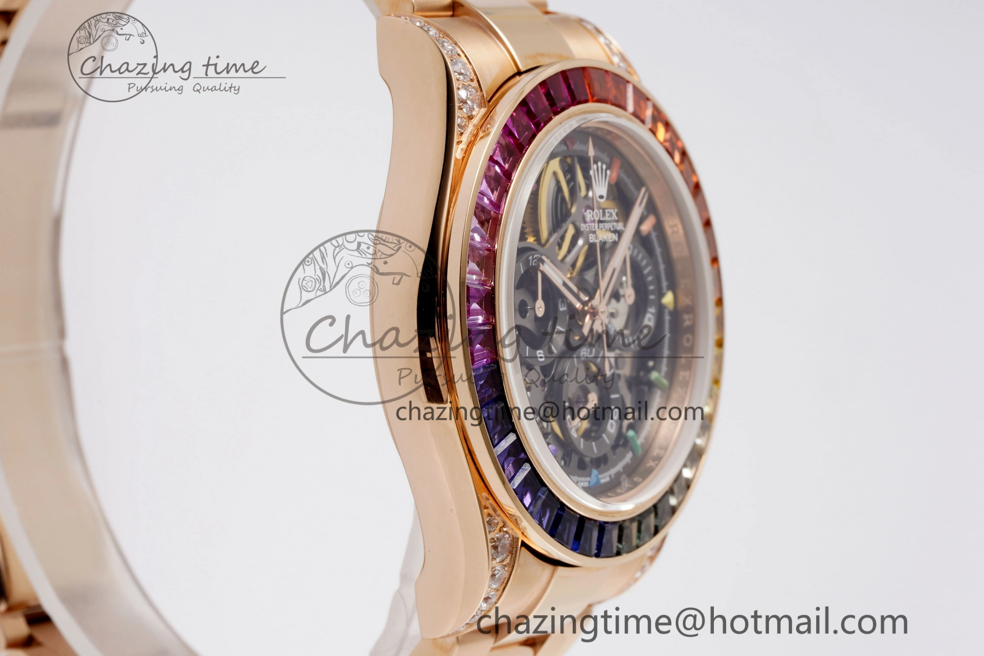Daytona RG Rainbow Bezel GETF Best Edition Skeleton Dial on RG Bracelet SA Resilient 1945