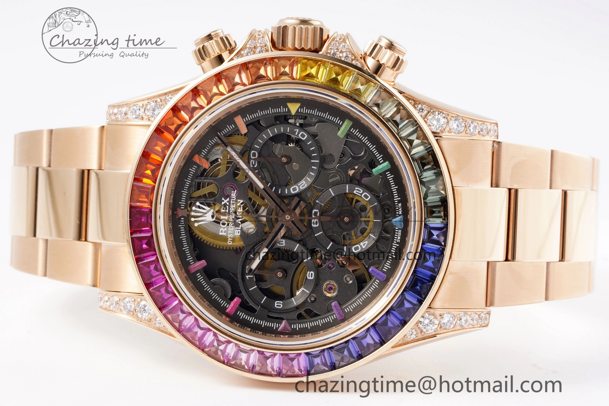 Daytona RG Rainbow Bezel GETF Best Edition Skeleton Dial on RG Bracelet SA Resilient 1945