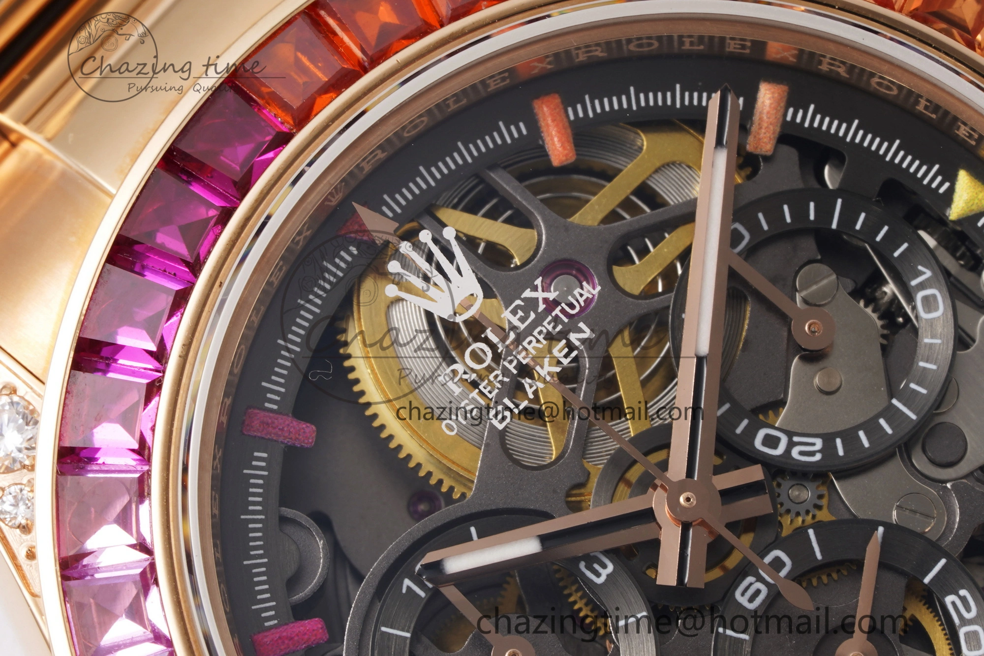 Daytona RG Rainbow Bezel GETF Best Edition Skeleton Dial on RG Bracelet SA Resilient 1945