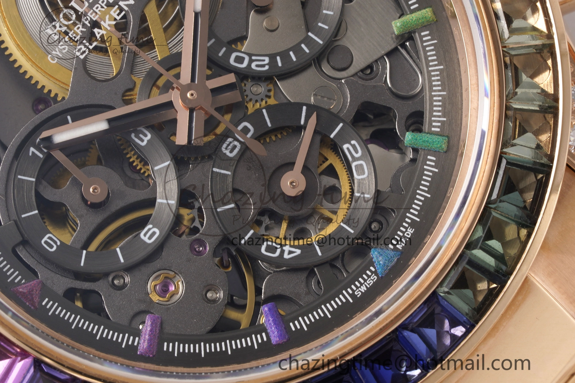Daytona RG Rainbow Bezel GETF Best Edition Skeleton Dial on RG Bracelet SA Resilient 1945