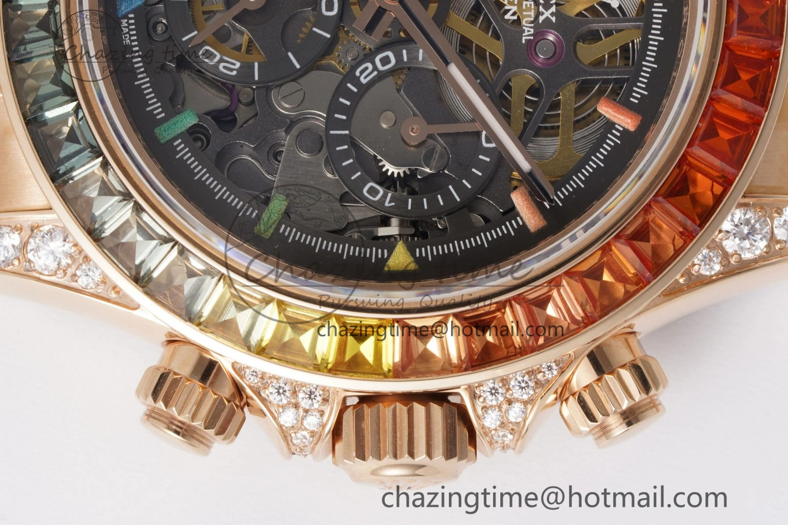 Daytona RG Rainbow Bezel GETF Best Edition Skeleton Dial on RG Bracelet SA Resilient 1945