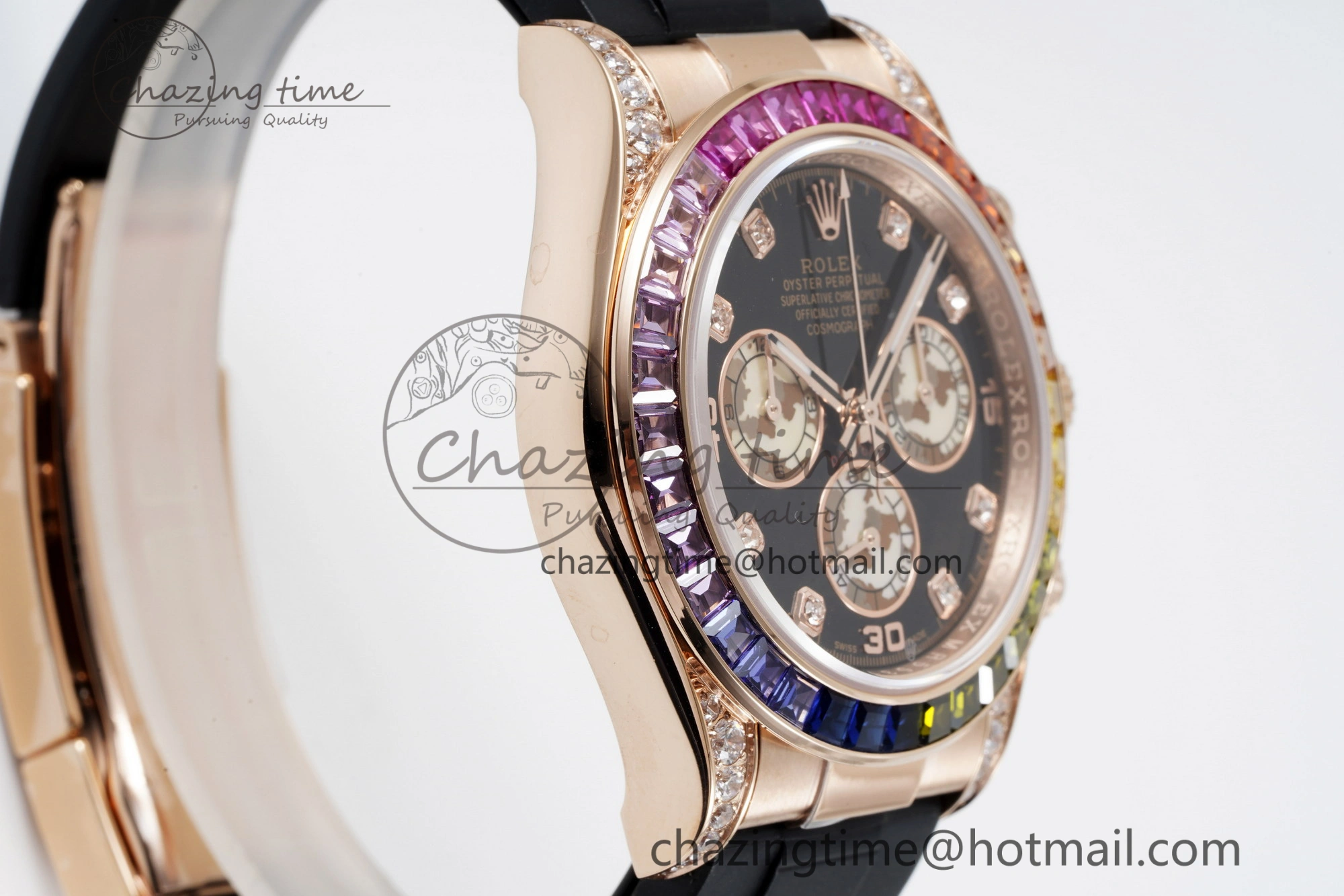 Daytona RG Rainbow Diamonds Bezel JVSF 1:1 Best Edition 904L Steel White Panda Dial on Oysterflex Strap A Trendy 2244