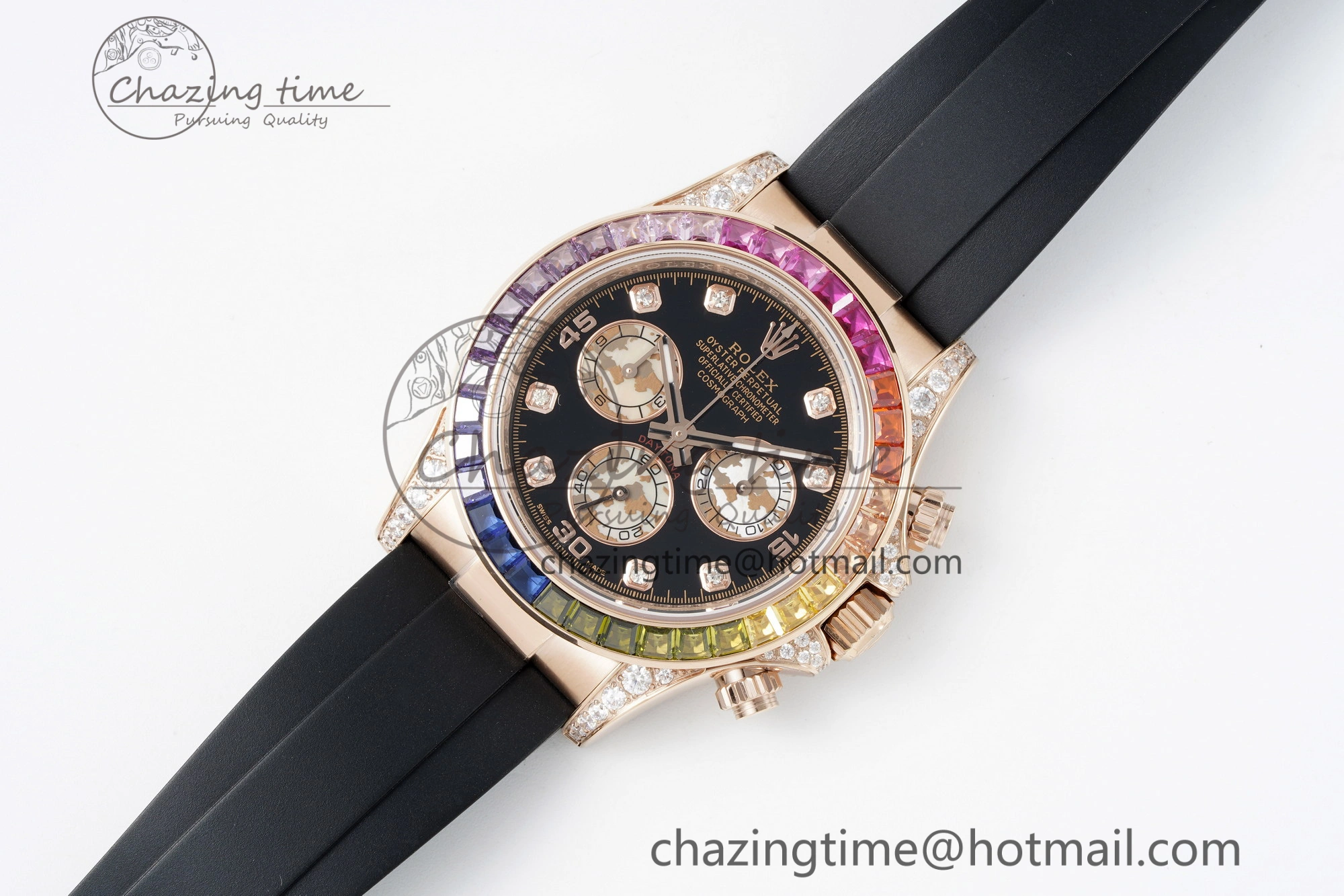 Daytona RG Rainbow Diamonds Bezel JVSF 1:1 Best Edition 904L Steel White Panda Dial on Oysterflex Strap A Trendy 2244