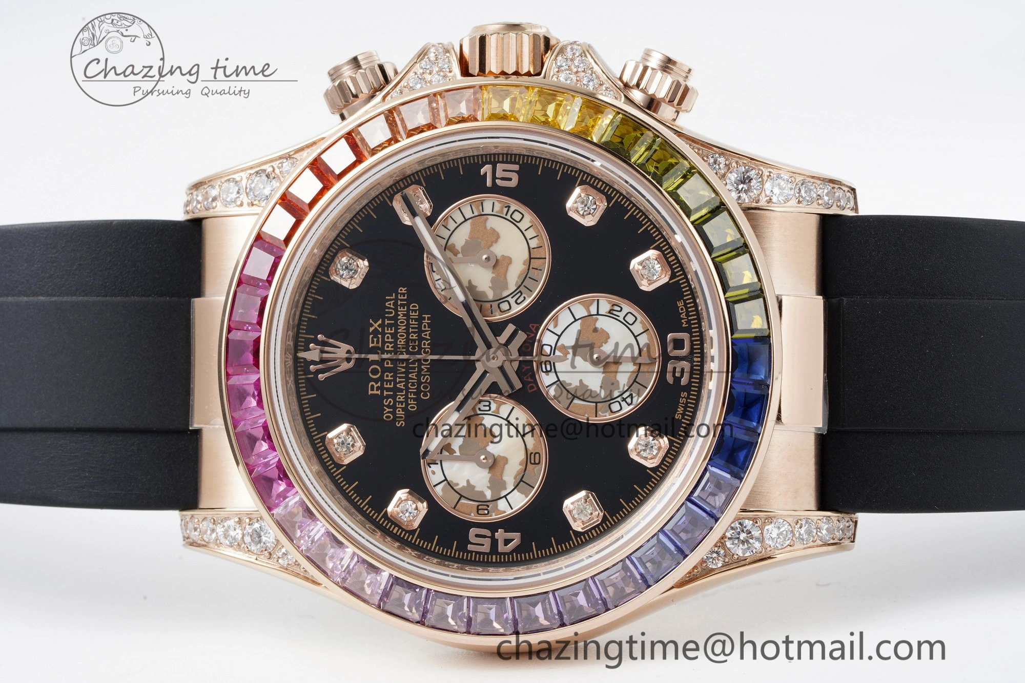 Daytona RG Rainbow Diamonds Bezel JVSF 1:1 Best Edition 904L Steel White Panda Dial on Oysterflex Strap A Trendy 2244