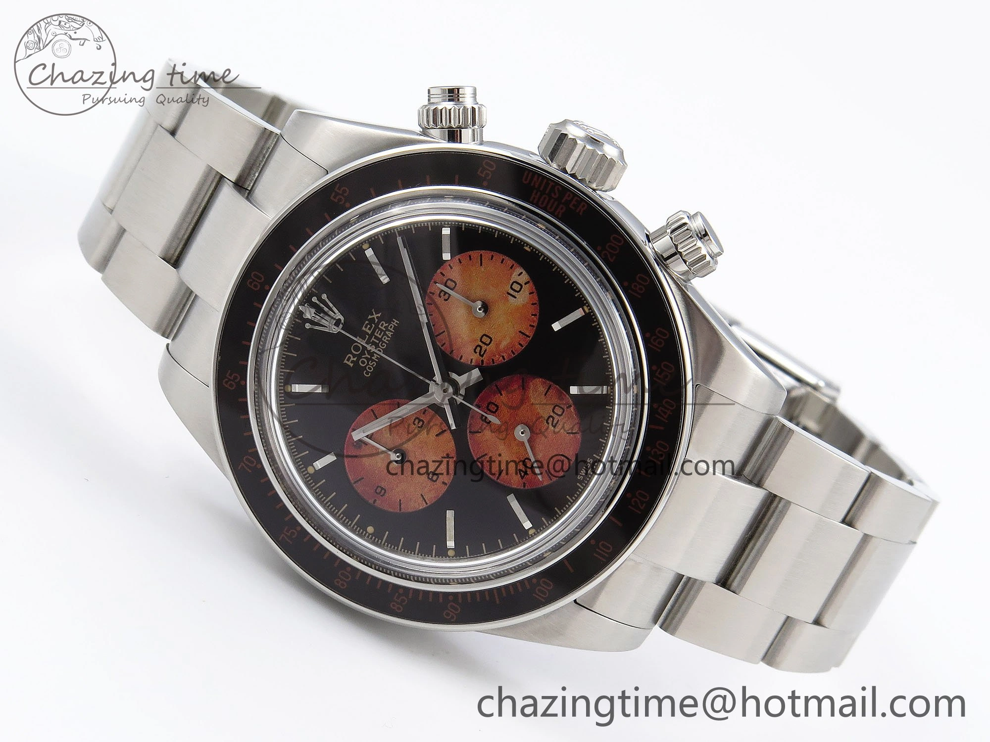 SoftTouch Daytona SS ADGF Best Edition Black Orange Dial on SS Bracelet A 1639