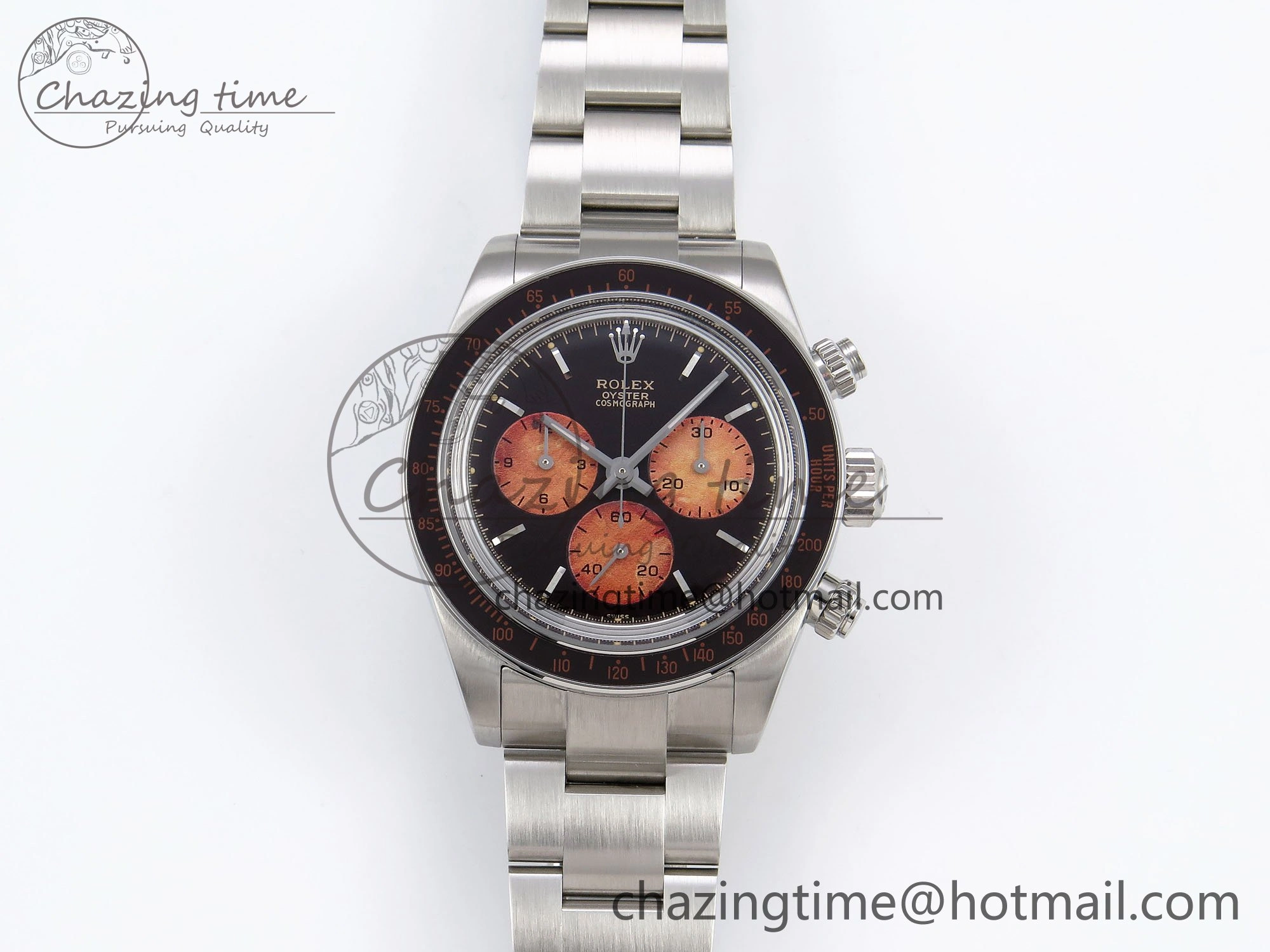 SoftTouch Daytona SS ADGF Best Edition Black Orange Dial on SS Bracelet A 1639