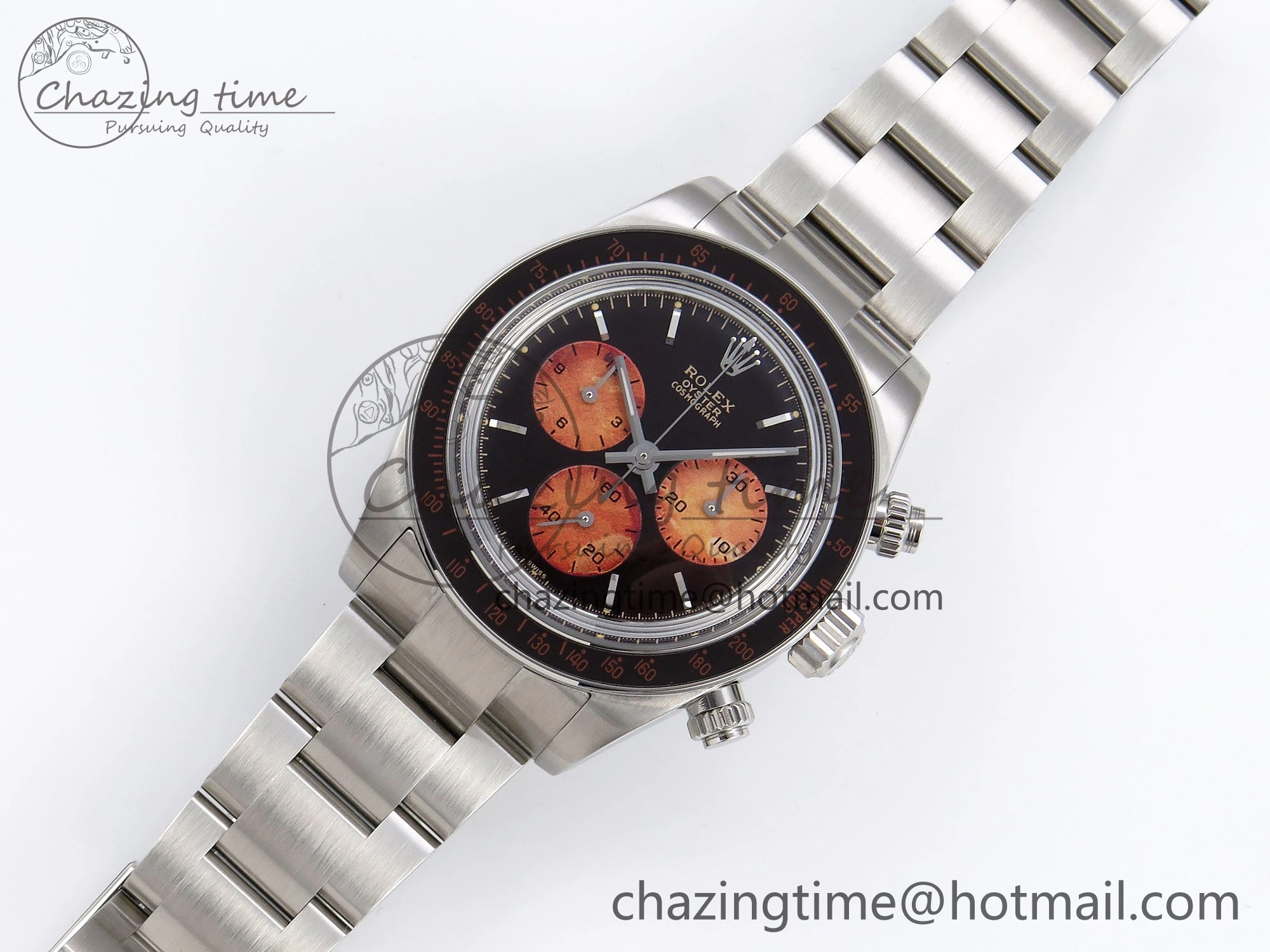 SoftTouch Daytona SS ADGF Best Edition Black Orange Dial on SS Bracelet A 1639