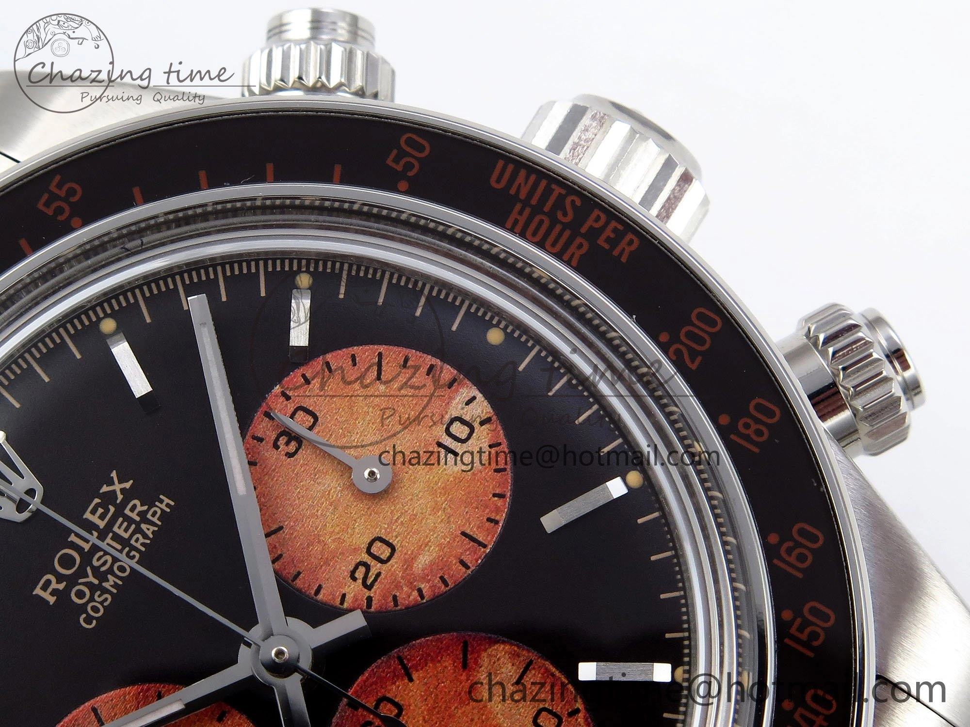 SoftTouch Daytona SS ADGF Best Edition Black Orange Dial on SS Bracelet A 1639