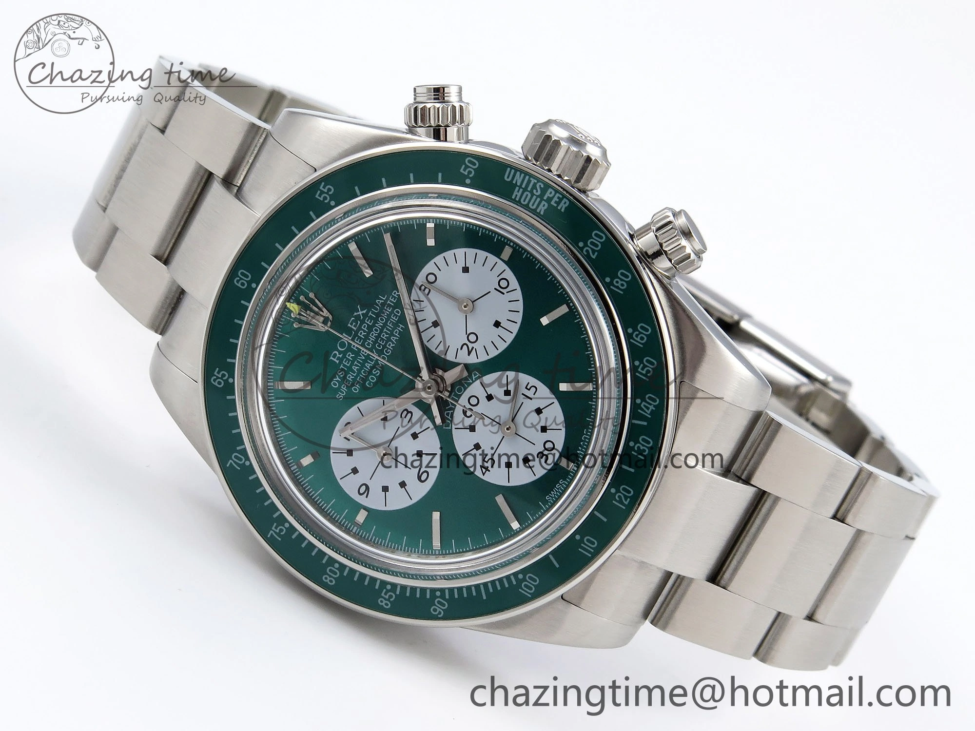 Functional Daytona SS ADGF Best Edition Green White Dial on SS Bracelet A 1638