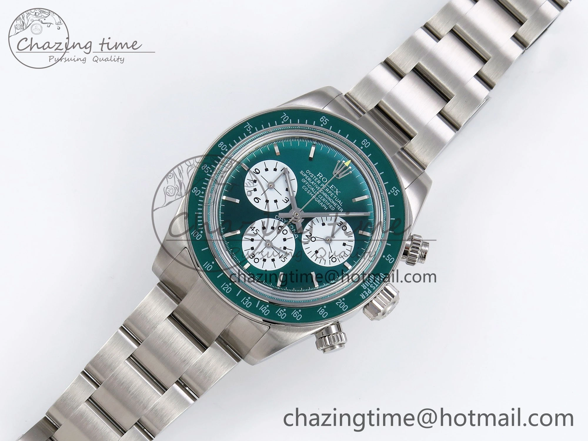 Functional Daytona SS ADGF Best Edition Green White Dial on SS Bracelet A 1638