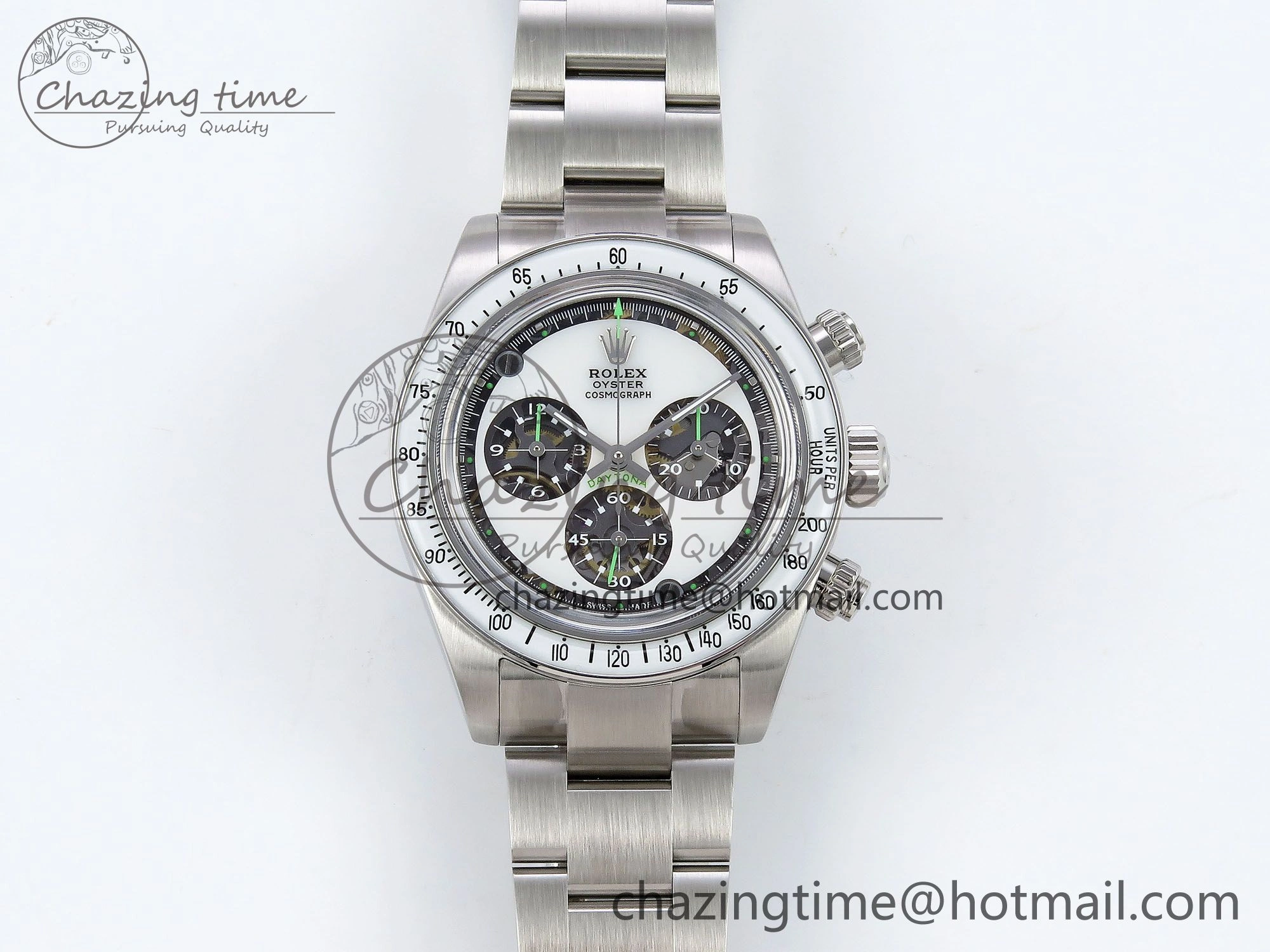 Daytona SS ADGF Best Edition White Skeleton Dial on SS Bracelet SA Resilient 1505
