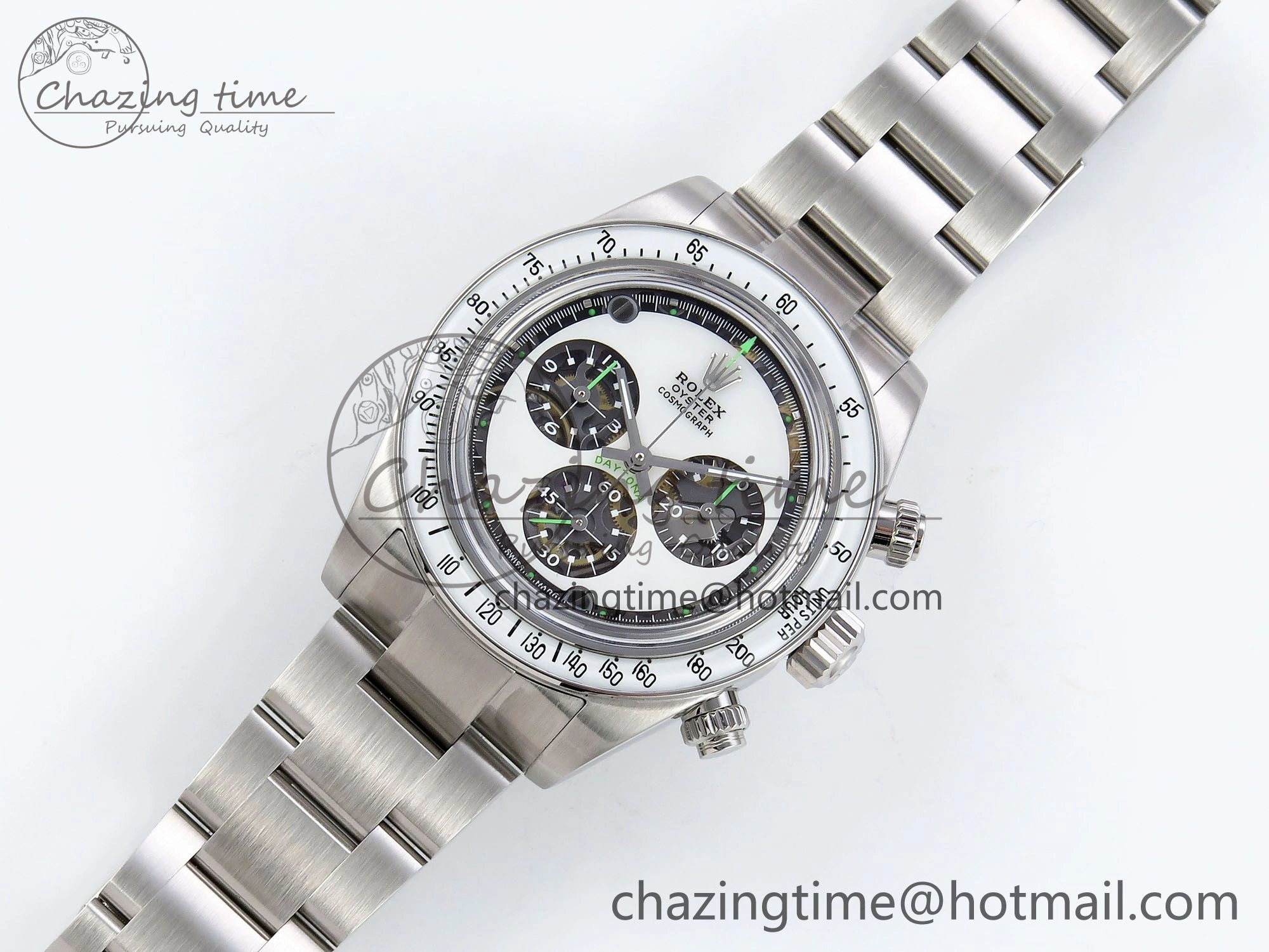 Daytona SS ADGF Best Edition White Skeleton Dial on SS Bracelet SA Resilient 1505