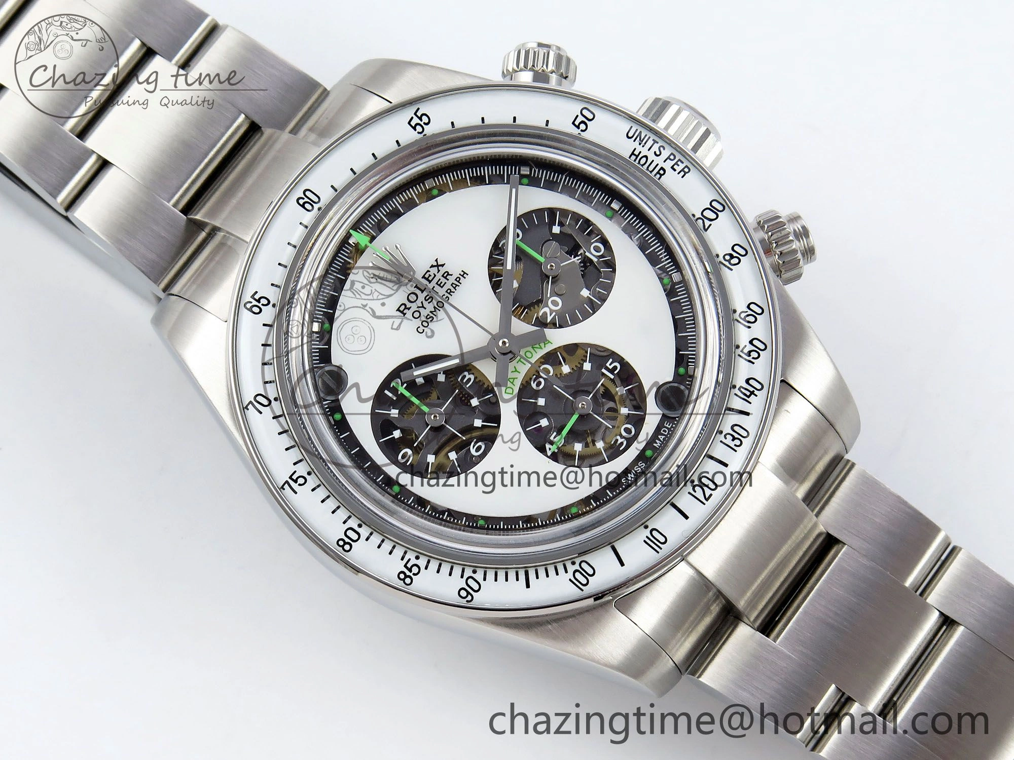 Daytona SS ADGF Best Edition White Skeleton Dial on SS Bracelet SA Resilient 1505