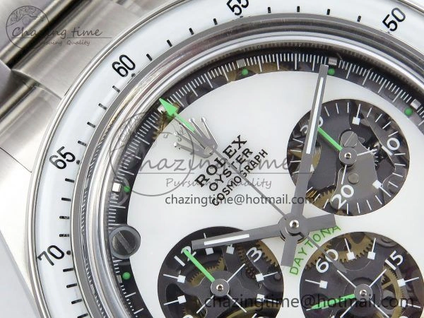 Daytona SS ADGF Best Edition White Skeleton Dial on SS Bracelet SA Resilient 1505