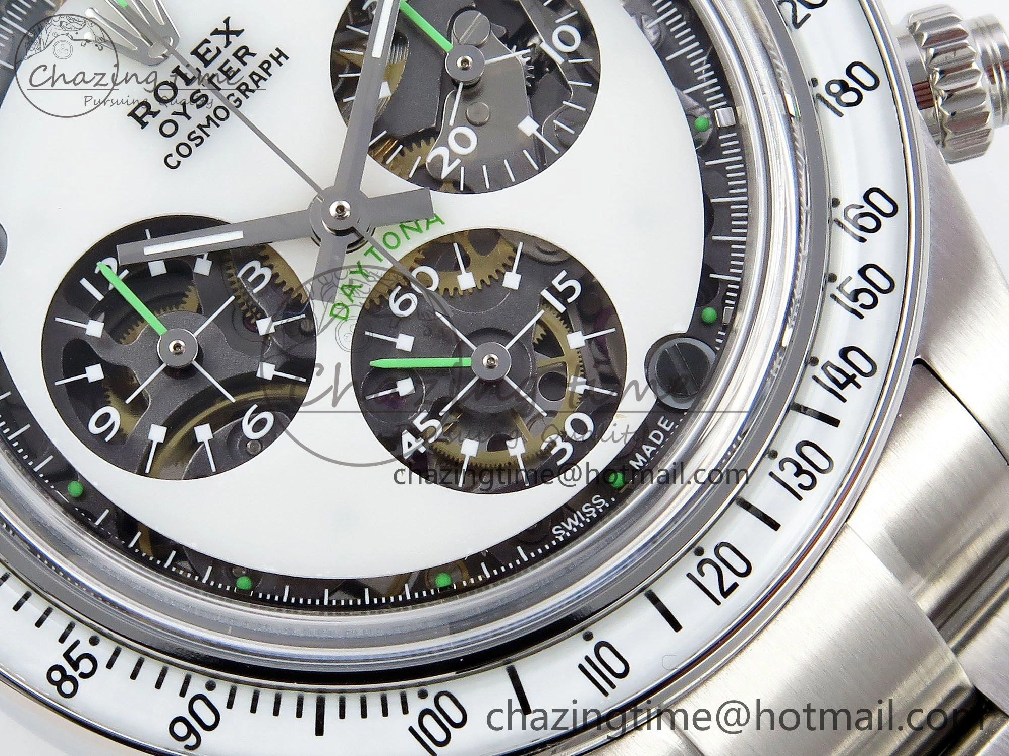 Daytona SS ADGF Best Edition White Skeleton Dial on SS Bracelet SA Resilient 1505