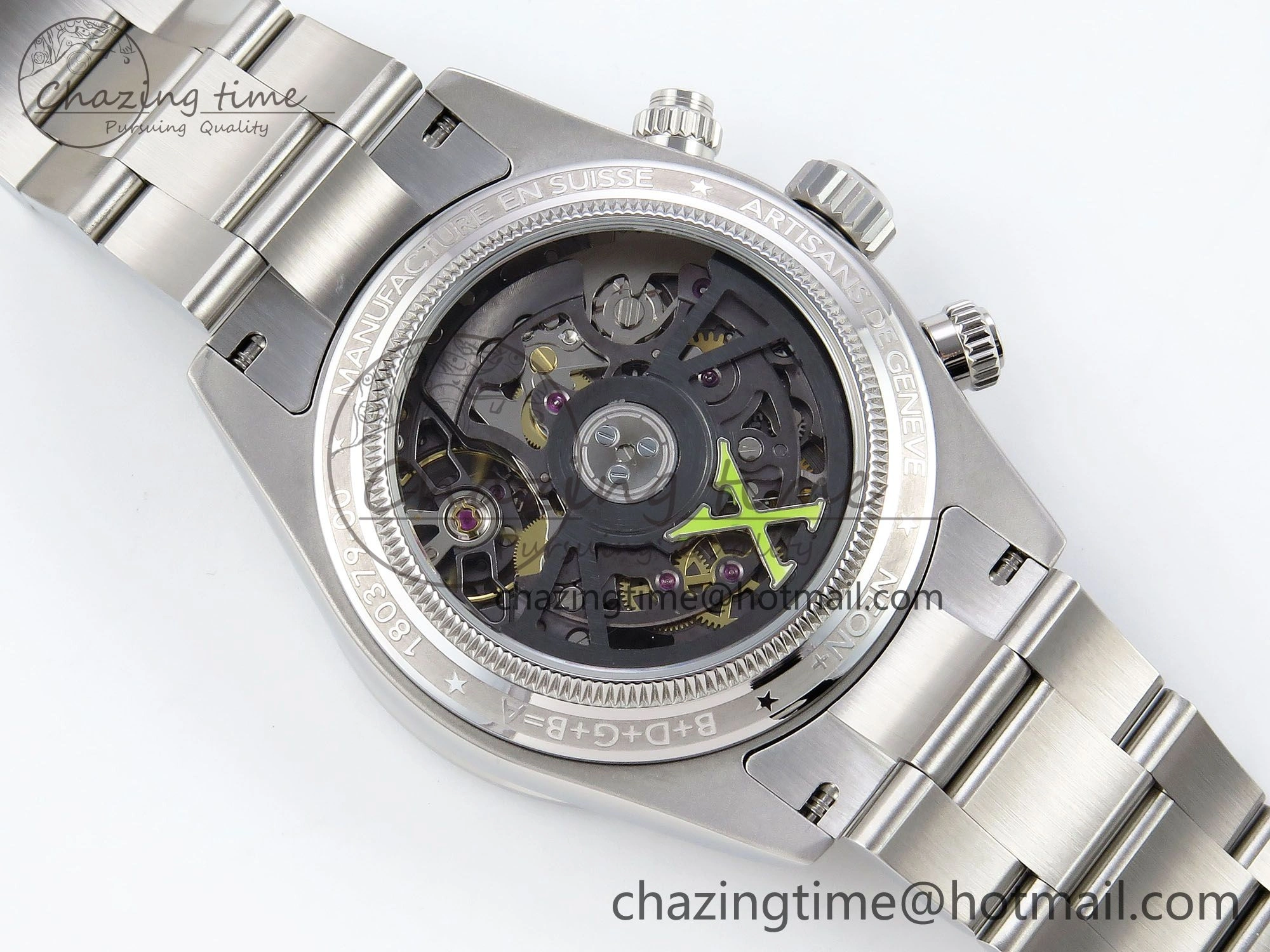 Daytona SS ADGF Best Edition White Skeleton Dial on SS Bracelet SA Resilient 1505