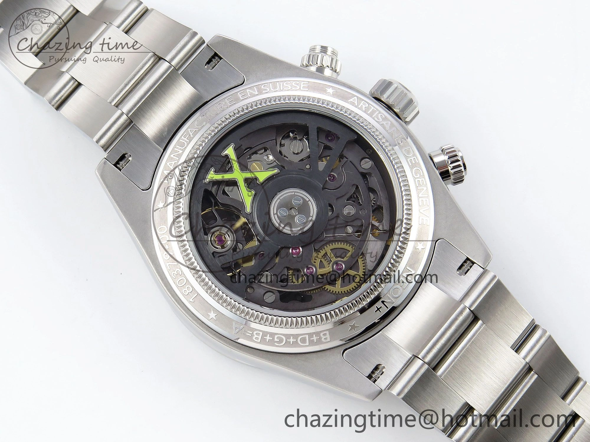 Daytona SS ADGF Best Edition White Skeleton Dial on SS Bracelet SA Resilient 1505