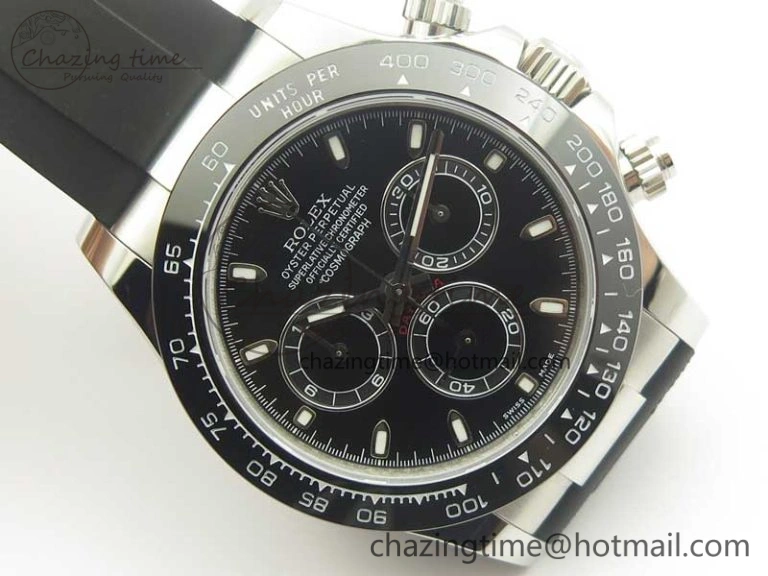 Daytona SS BP Maker Best Version Black Dial On Rubber Strap A7750@6 To Minimalist 3389