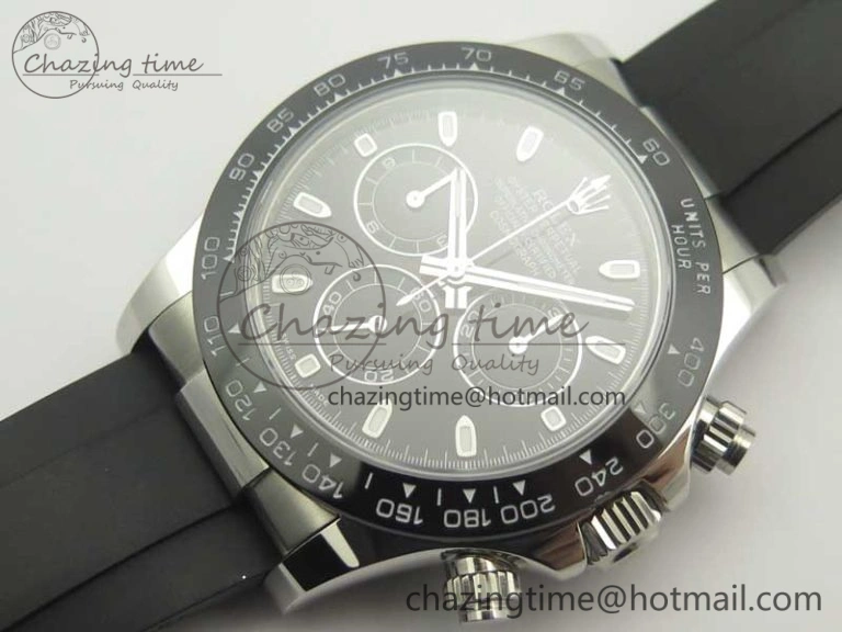 Daytona SS BP Maker Best Version Black Dial On Rubber Strap A7750@6 To Minimalist 3389