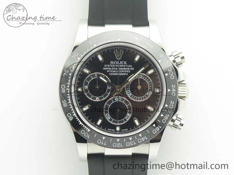 Daytona SS BP Maker Best Version Black Dial On Rubber Strap A7750@6 To Minimalist 3389