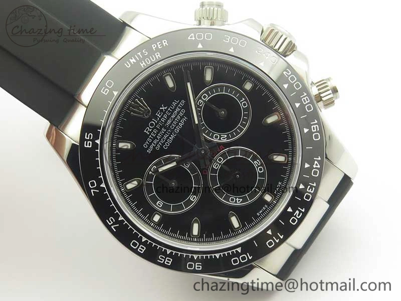 TravelReady Daytona SS BP Maker Black Dial On Rubber Strap A7750@ 3388