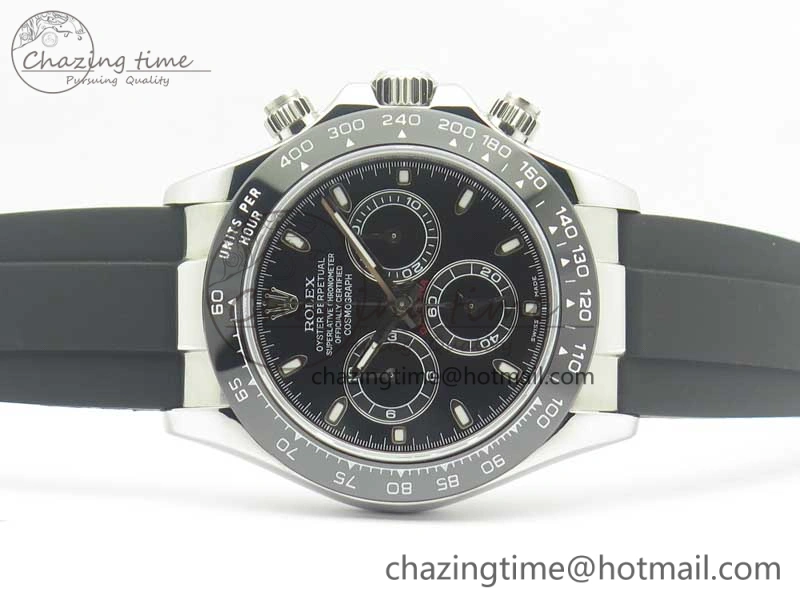 TravelReady Daytona SS BP Maker Black Dial On Rubber Strap A7750@ 3388