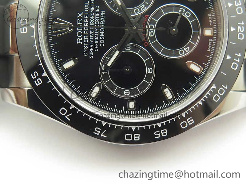 TravelReady Daytona SS BP Maker Black Dial On Rubber Strap A7750@ 3388