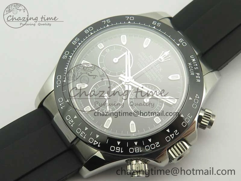 TravelReady Daytona SS BP Maker Black Dial On Rubber Strap A7750@ 3388