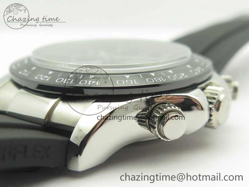 TravelReady Daytona SS BP Maker Black Dial On Rubber Strap A7750@ 3388