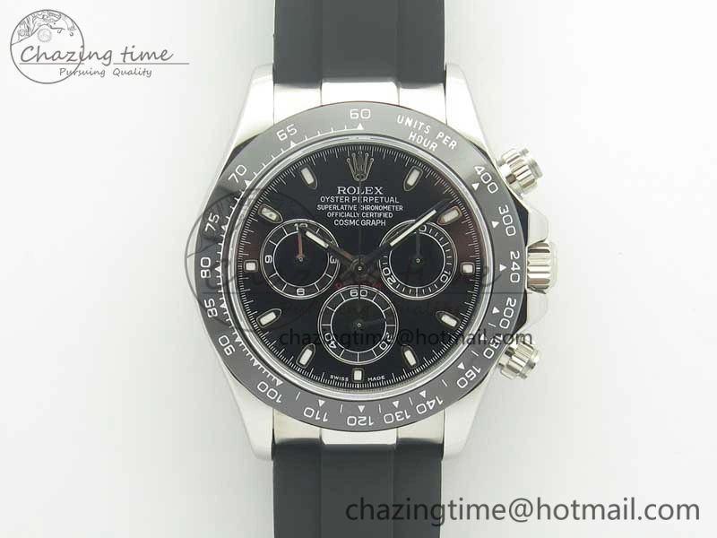 TravelReady Daytona SS BP Maker Black Dial On Rubber Strap A7750@ 3388