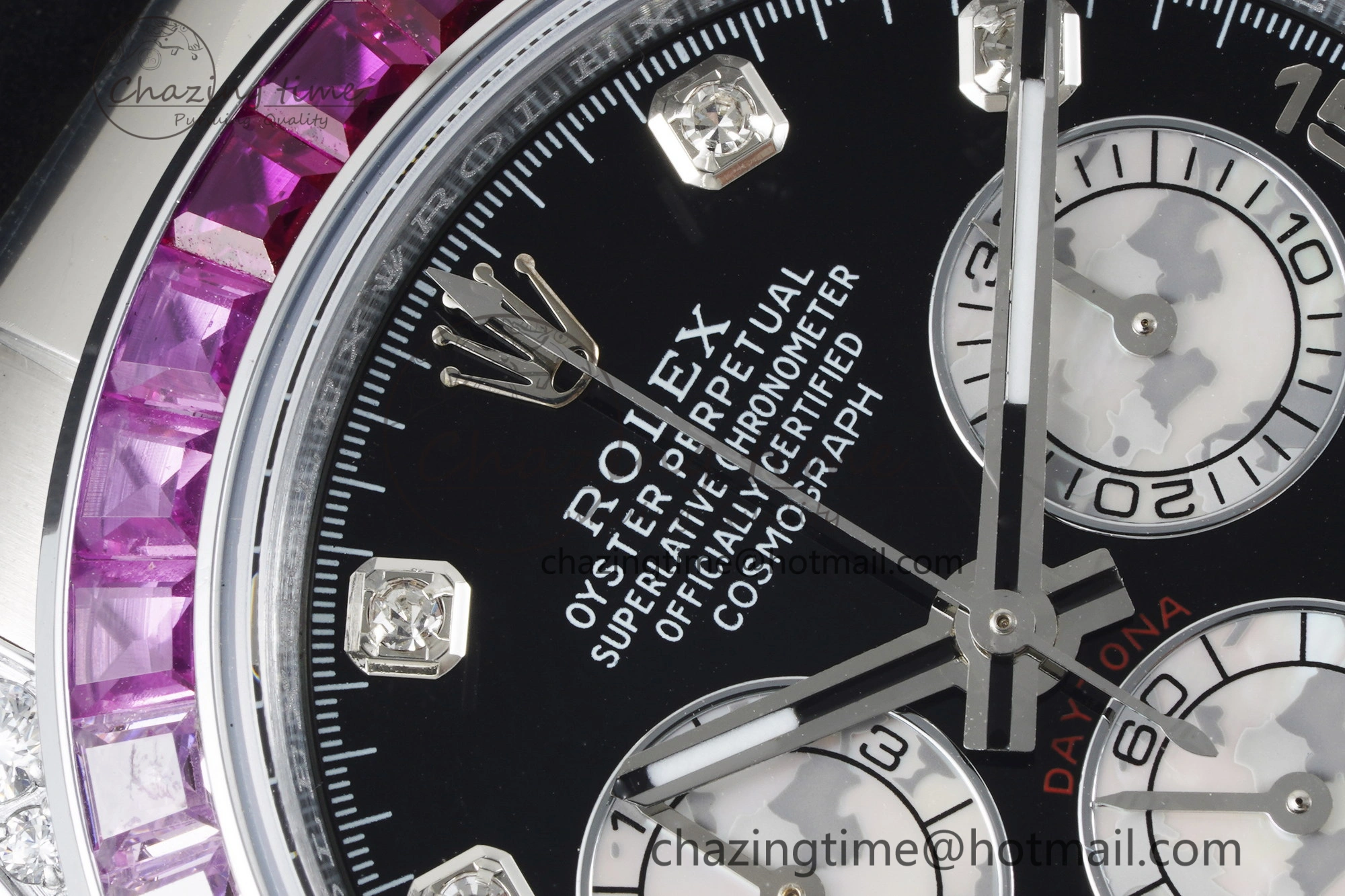 Daytona SS Rainbow Diamonds Bezel JVSF 1:1 Best Edition 904L Steel White Panda Dial on Oysterflex Strap A FlexibleFit 2247