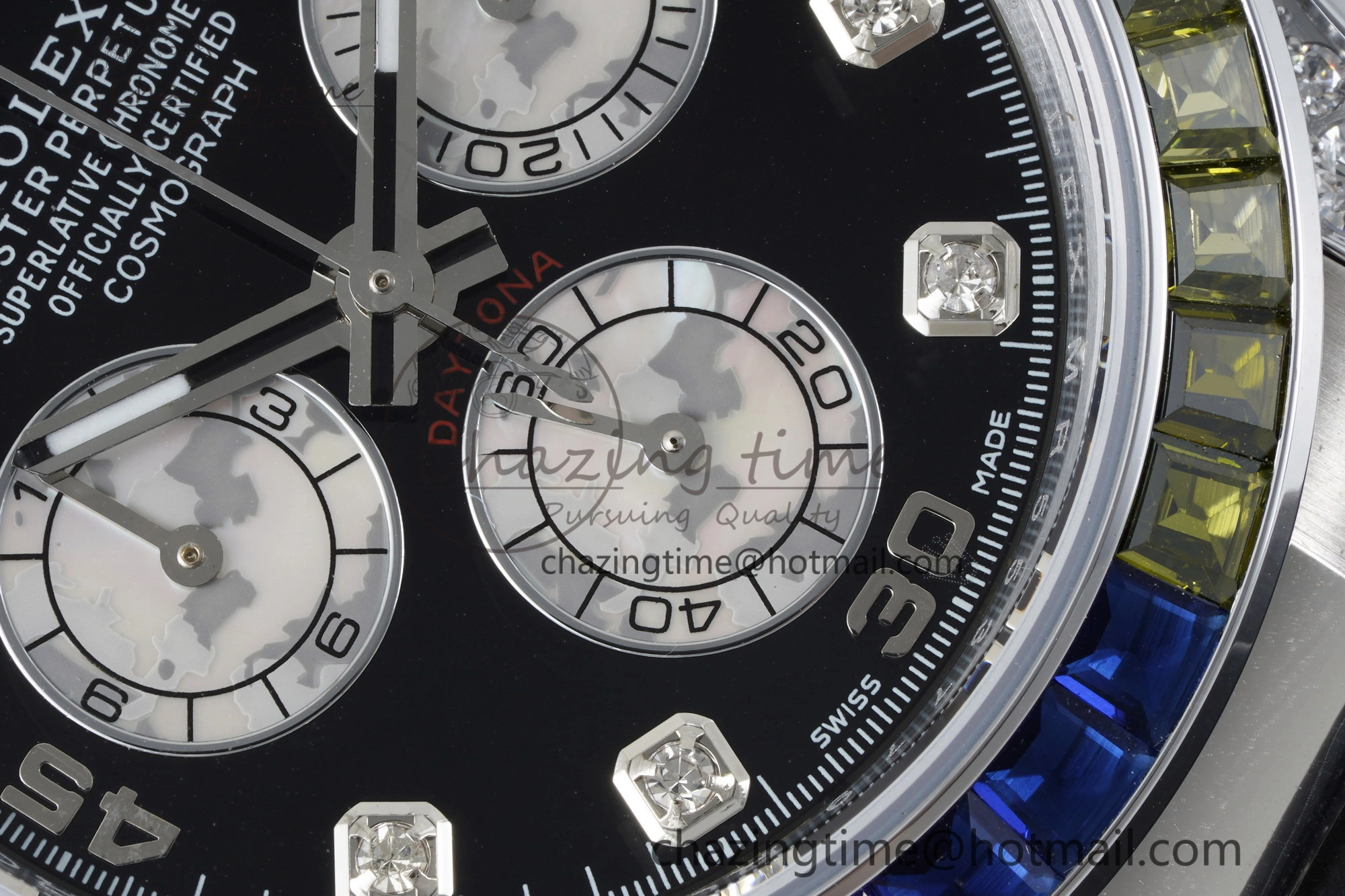 Daytona SS Rainbow Diamonds Bezel JVSF 1:1 Best Edition 904L Steel White Panda Dial on Oysterflex Strap A FlexibleFit 2247