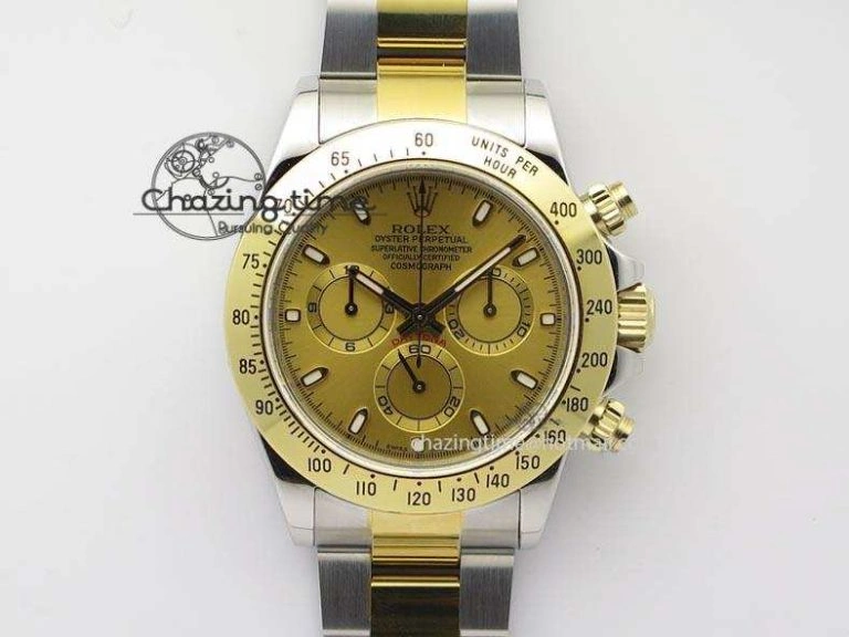 HighQuality Daytona SS YG 116523 JF Best Edition Gold Dial On SS YG Bracelet A 3898