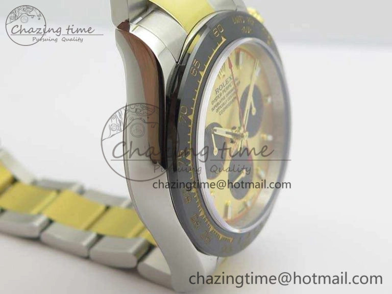 Daytona SS YG Ceramic Bezel JH Best Edition Gold Dial On SS YG Bracelet A RelaxedFit 3528