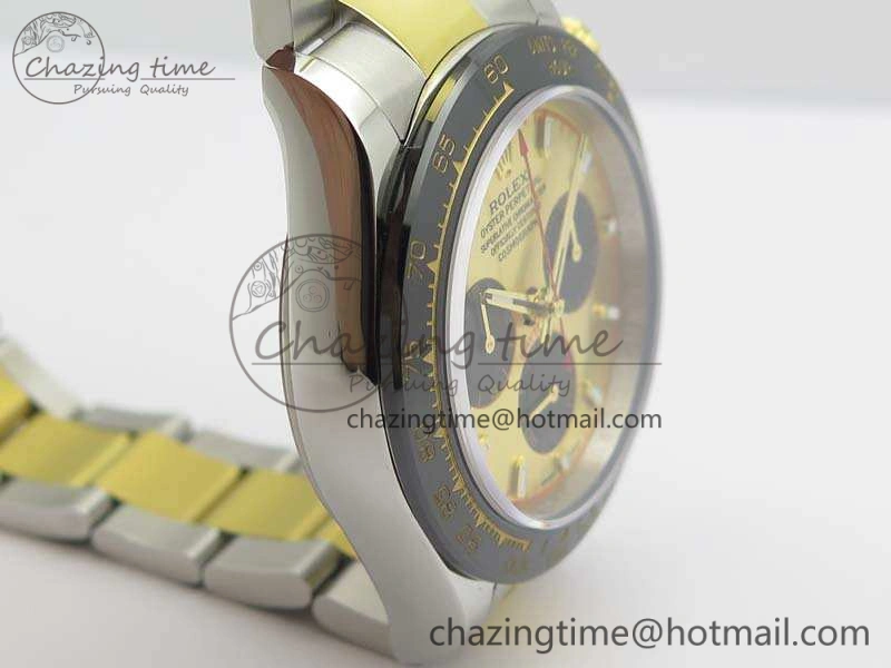 Daytona SS YG Ceramic Bezel JH Best Edition Gold Dial On SS YG Bracelet A RelaxedFit 3528