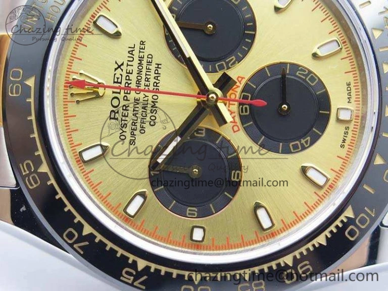 Daytona SS YG Ceramic Bezel JH Best Edition Gold Dial On SS YG Bracelet A RelaxedFit 3528